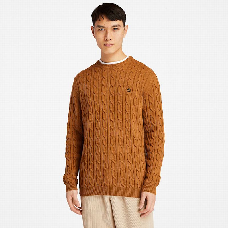 Brown Timberland Phillips Brook Cable-knit Sweaters | 20742568