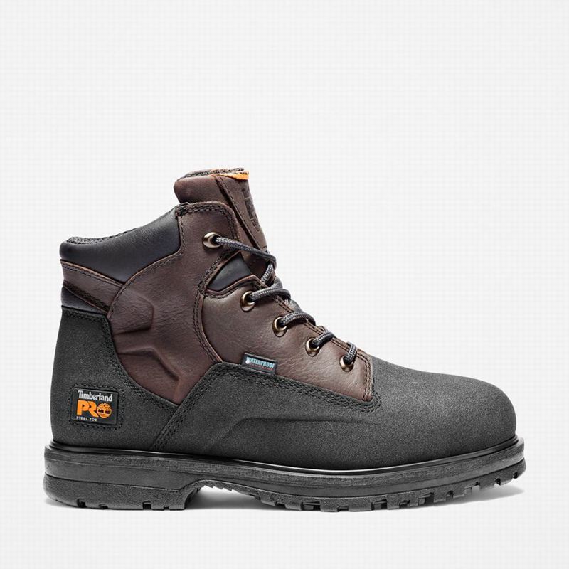 Brown Timberland PowerWelt 6" Steel Toe Waterproof Work Boots | 6119014