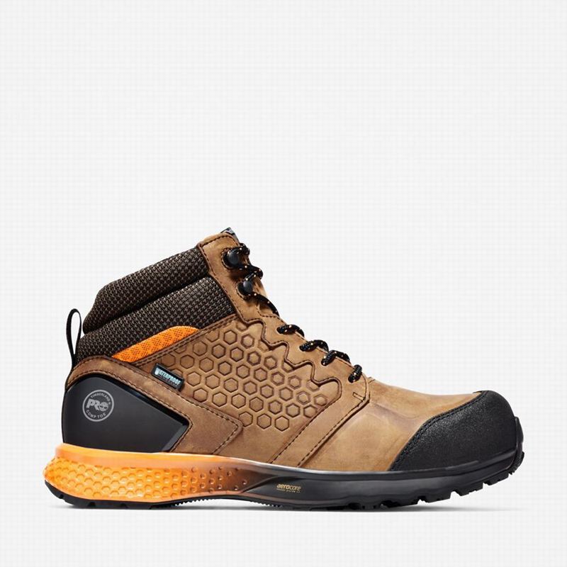 Brown Timberland Reaxion Composite Toe Waterproof Work Boots | 70768935