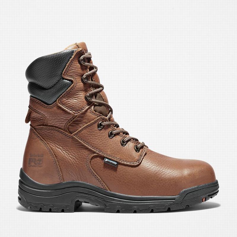Brown Timberland TiTAN 8" Alloy Toe Waterproof Work Boots | 25681214