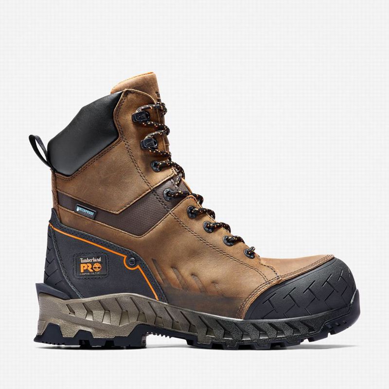 Brown Timberland Work Summit 8" Composite Toe Waterproof Work Boots | 55617890