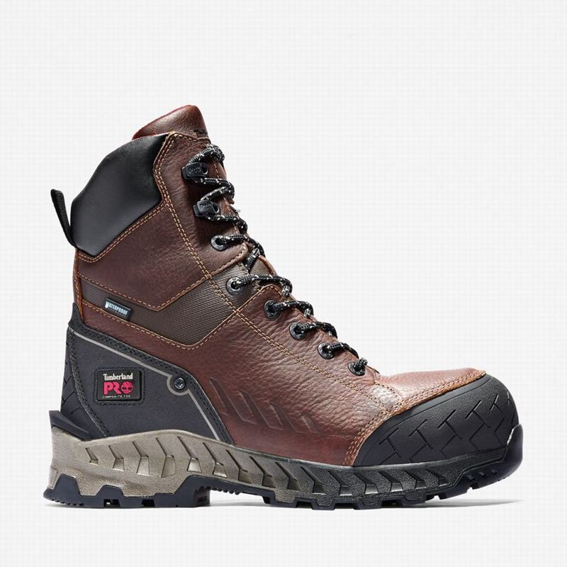 Brown Timberland Work Summit 8" Composite Toe Waterproof Work Boots | 92176030