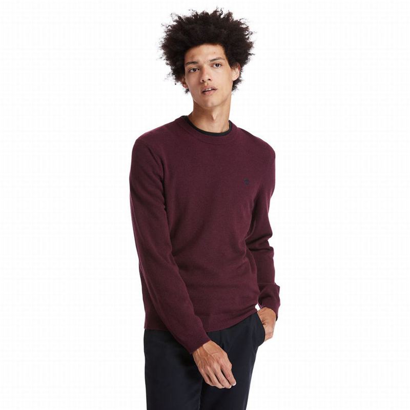Burgundy Timberland Cohas Brook Crewneck Sweaters | 70554003