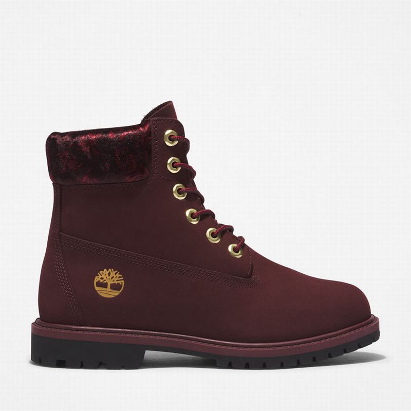 Burgundy Timberland Heritage 6 Inch Boots | 39143323