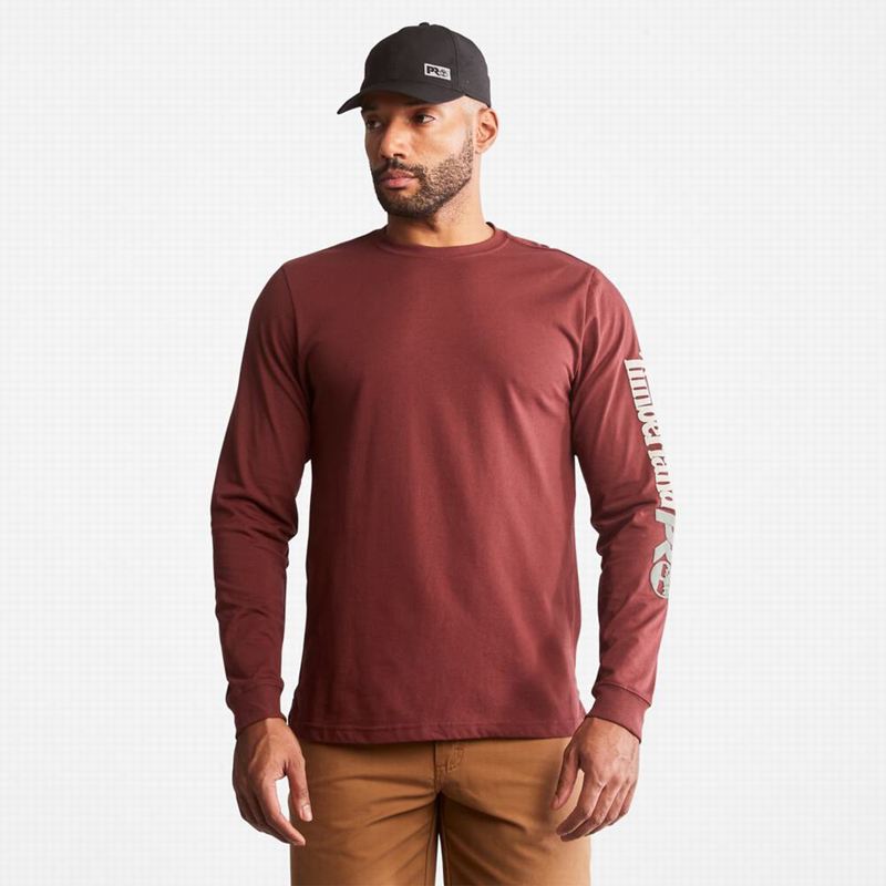 Burgundy Timberland PRO Base Plate Blended Short-Sleeve Long Sleeve | 7559299
