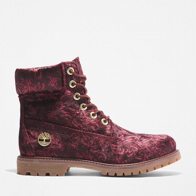 Burgundy Timberland Premium 6 Inch Velvet Boots | 61692337