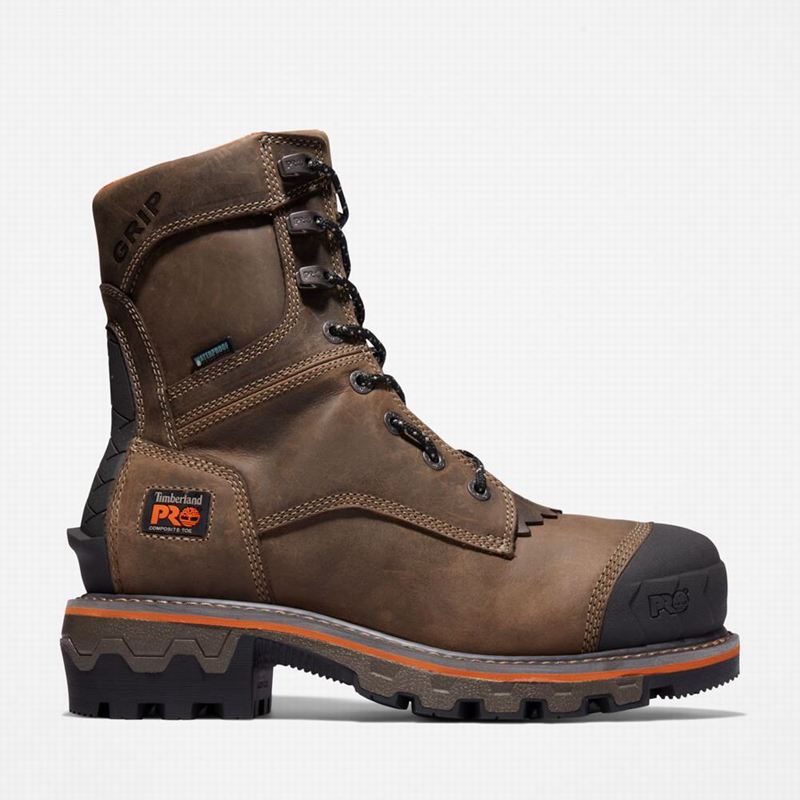 Coffee Timberland Boondock HD Logger Composite Toe Waterproof Work Boots | 90823037