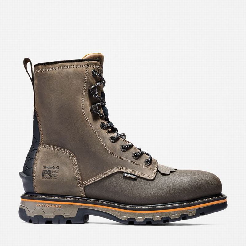 Coffee Timberland True Grit 8" Composite Toe Waterproof Work Boots | 97204725