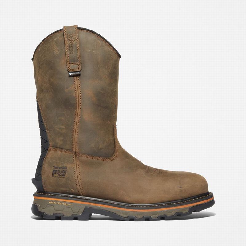 Coffee Timberland True Grit Pull On Composite Toe Waterproof Work Boots | 17710464