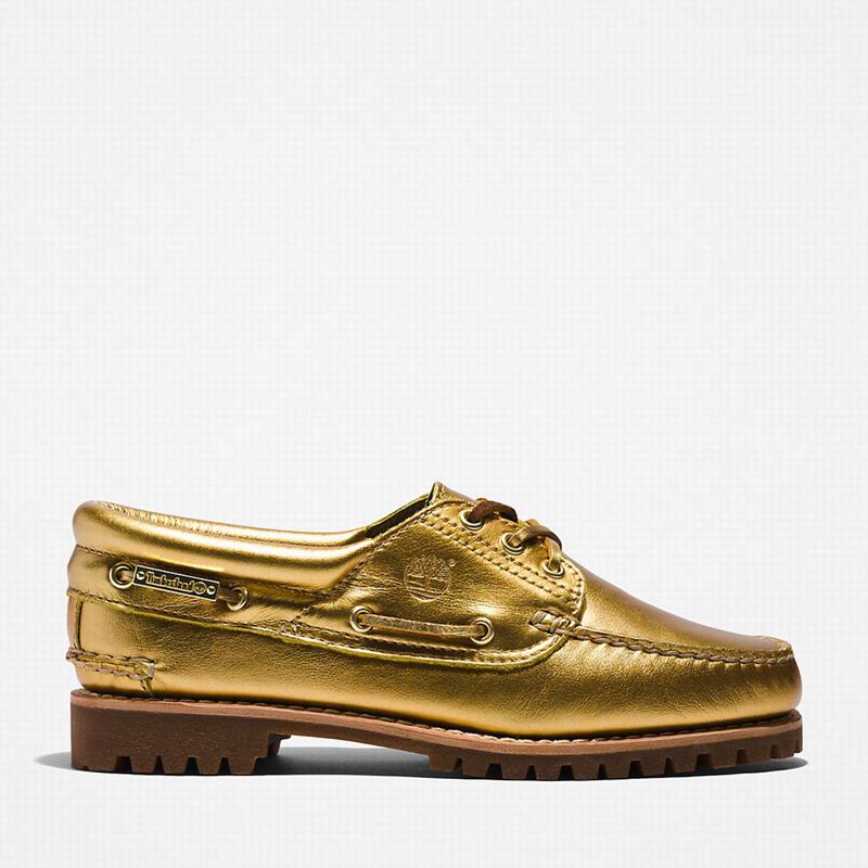 Gold Timberland Noreen 3-Eye Lug Handsewn Boat Shoes | 1378475