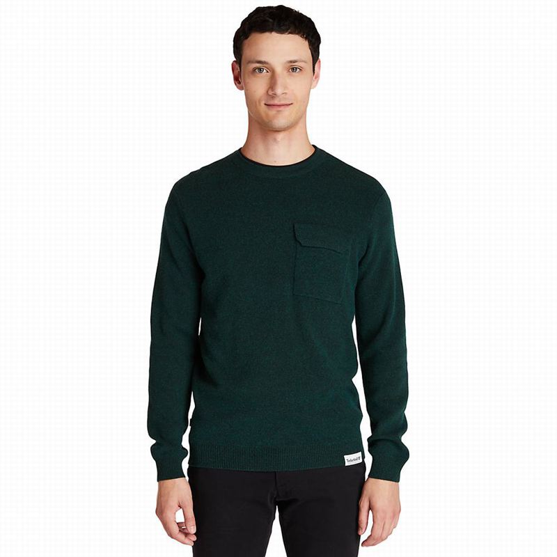 Green Timberland Crewneck Pocket Jumpers | 6661223