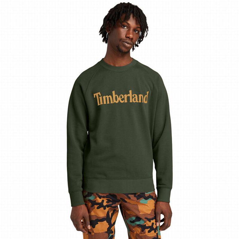 Green Timberland Heritage Logo Crewneck Jumpers | 92389065