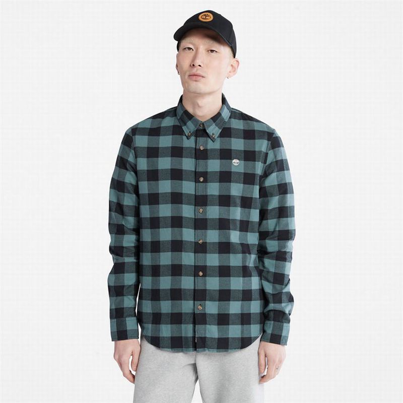 Green Timberland Mascoma River Slim-Fit Check Shirts | 95648597