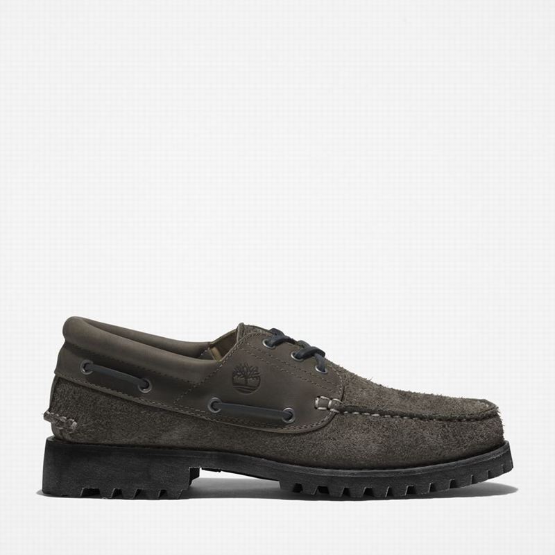 Grey Timberland 3-Eye Lug Handsewn Boat Shoes | 34239779