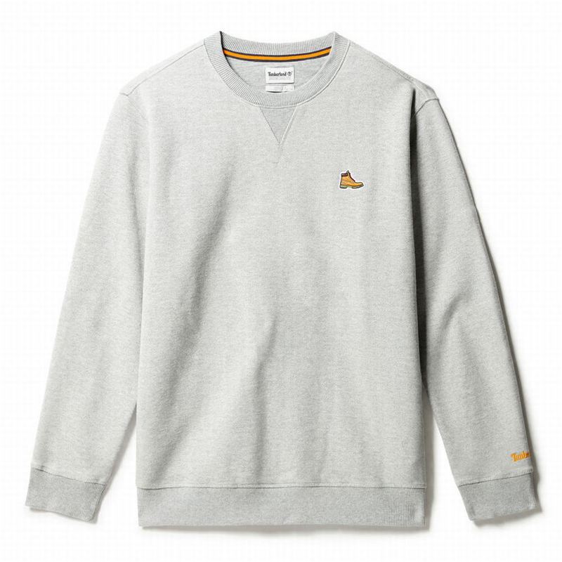 Grey Timberland Boot-Logo Crewneck Sweatshirts | 85871336