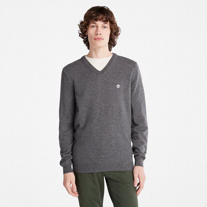 Grey Timberland Cohas Brook V-Neck Sweaters | 407247