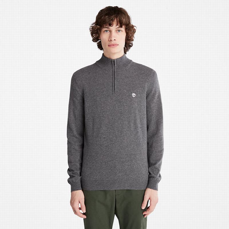 Grey Timberland Cohas Brook Zip-neck Sweaters | 28006335