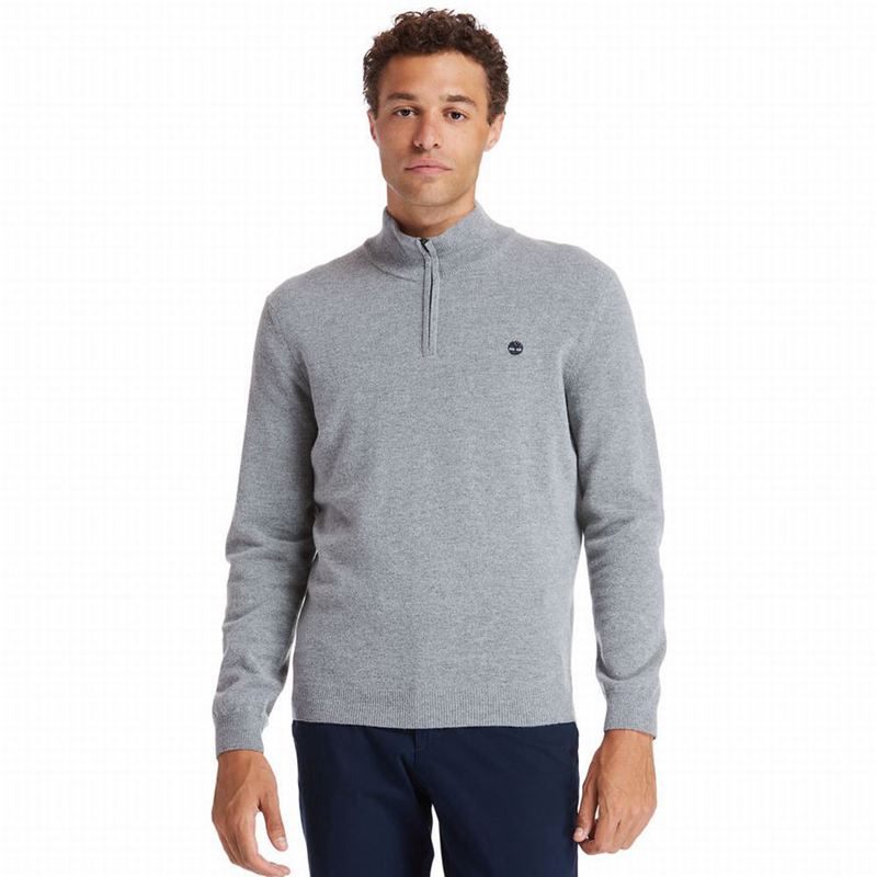 Grey Timberland Cohas Brook Zip-neck Sweaters | 94527644