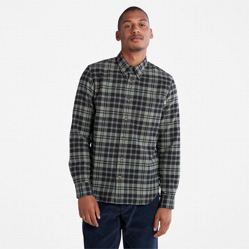 Grey Timberland Flannel Checked Shirts | 20976001