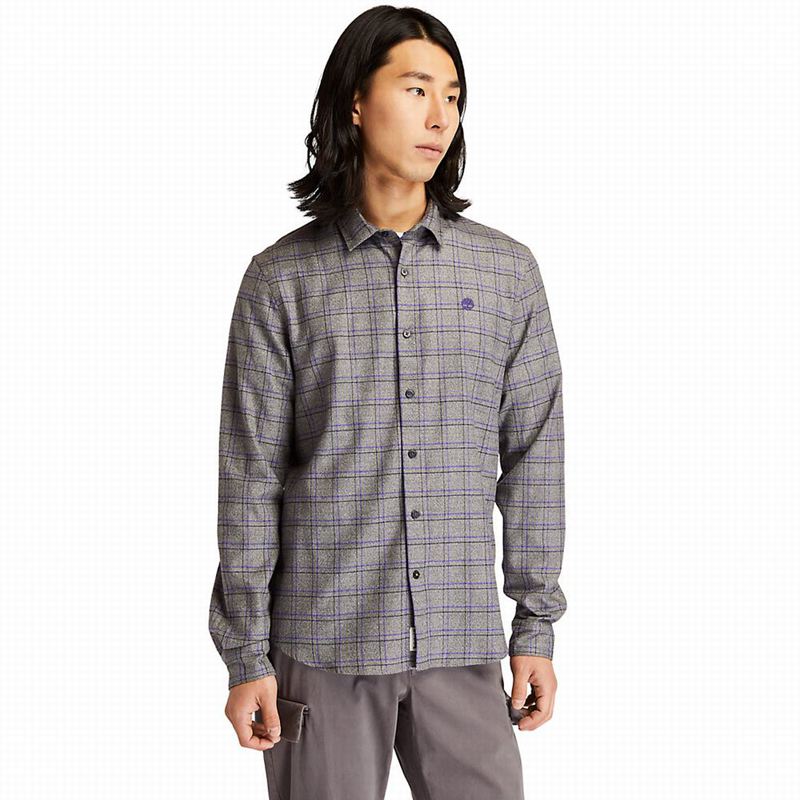 Grey Timberland Flannel Checked Shirts | 56220426