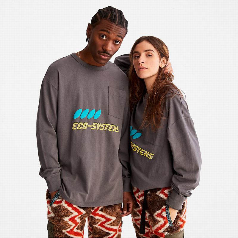 Grey Timberland Heavyweight Back-Graphic Long Sleeve | 34788910