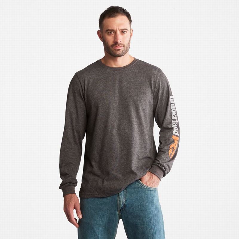 Grey Timberland PRO Base Plate Blended Short-Sleeve Long Sleeve | 23940993