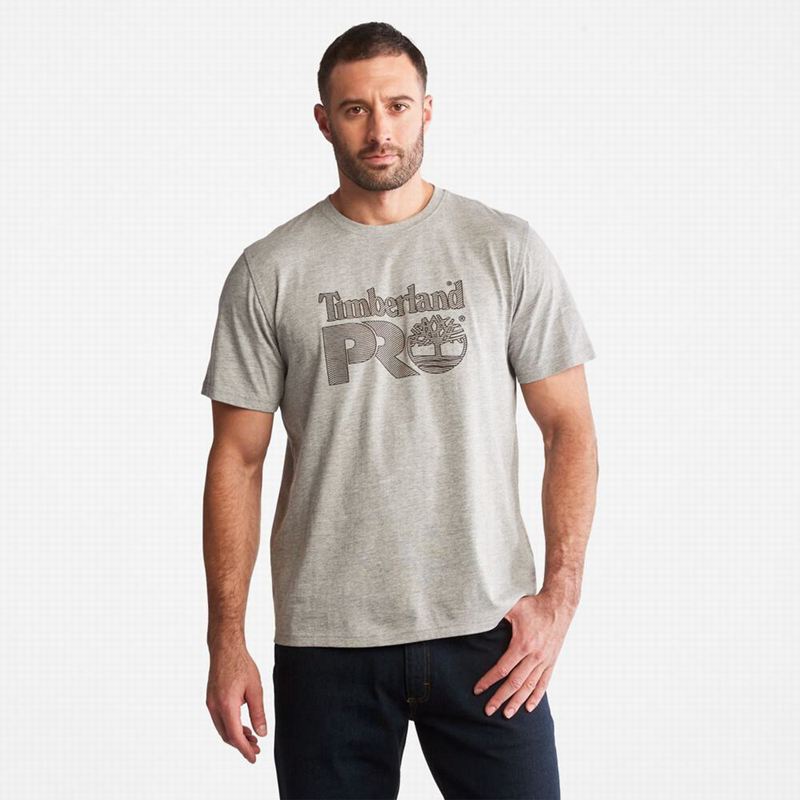 Grey Timberland PRO Cotton Core Logo T-Shirts | 78274677
