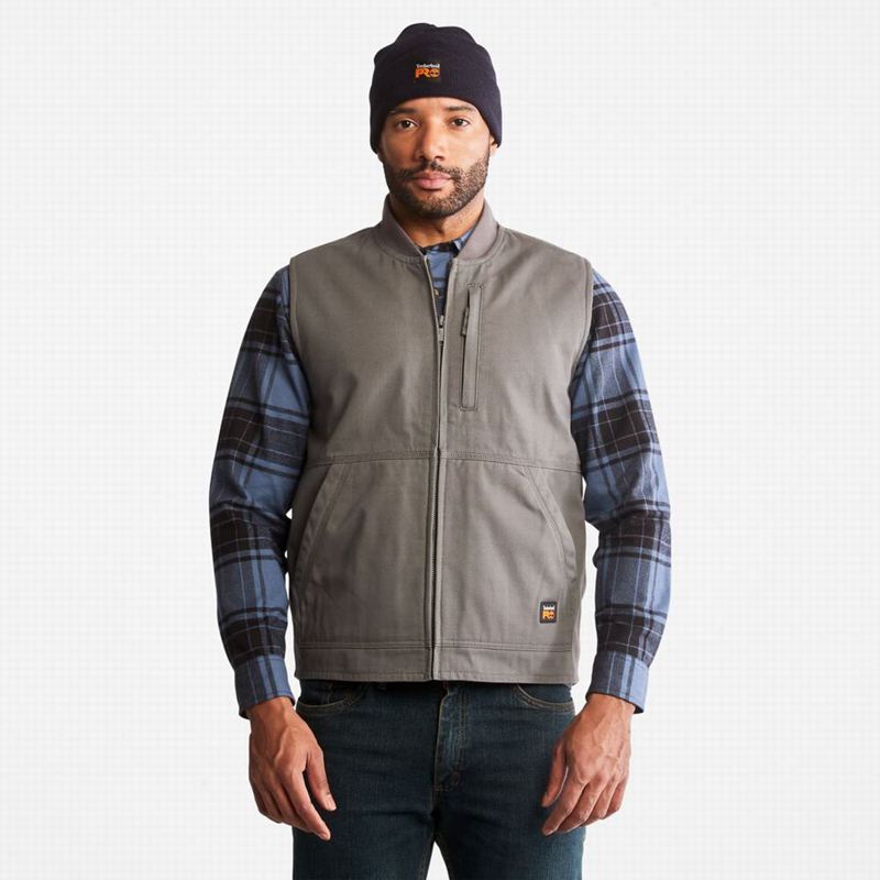 Grey Timberland PRO Gritman Lined Canvas Vest | 28640514