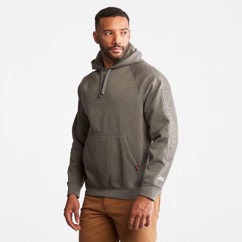 Grey Timberland PRO Hood Honcho Sport Embossed Logo Pullover Hoodie | 2978148