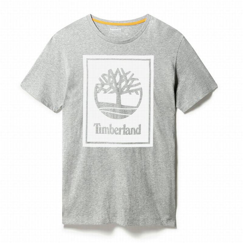 Grey Timberland Stack Logo T-Shirts | 68084172