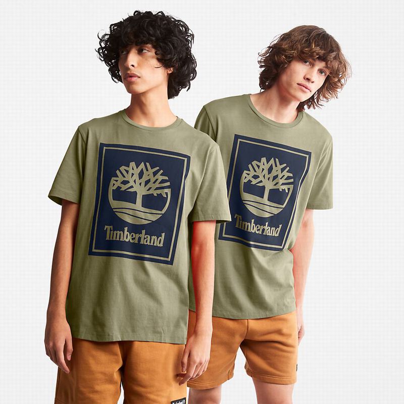 Grey Timberland Tree Logo T-Shirts | 27247263