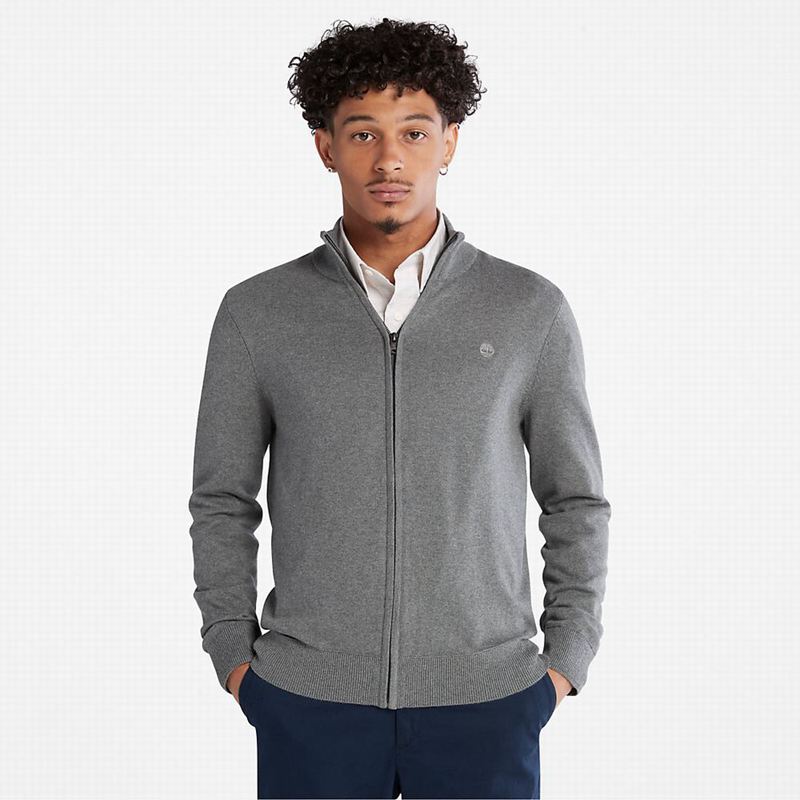Grey Timberland Williams River Organic Cotton Zip Sweaters | 99477284