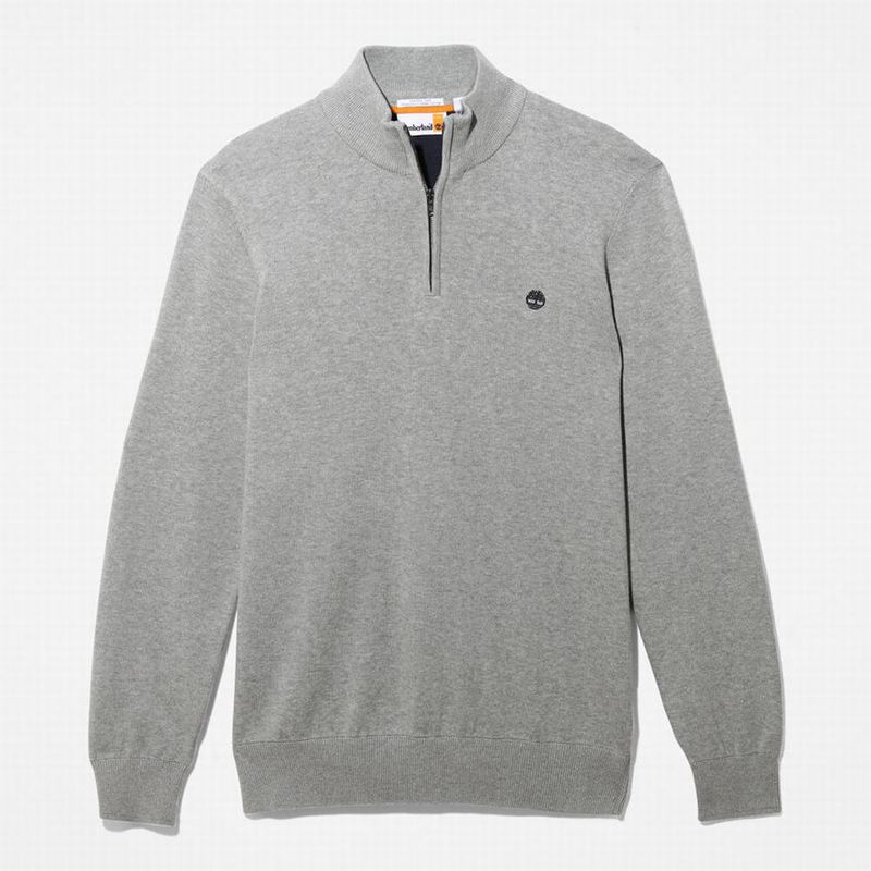 Grey Timberland Williams River Zip-neck Sweaters | 38058270
