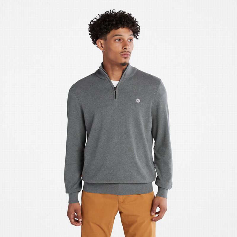 Grey Timberland Williams River Zip-neck Sweaters | 47471530
