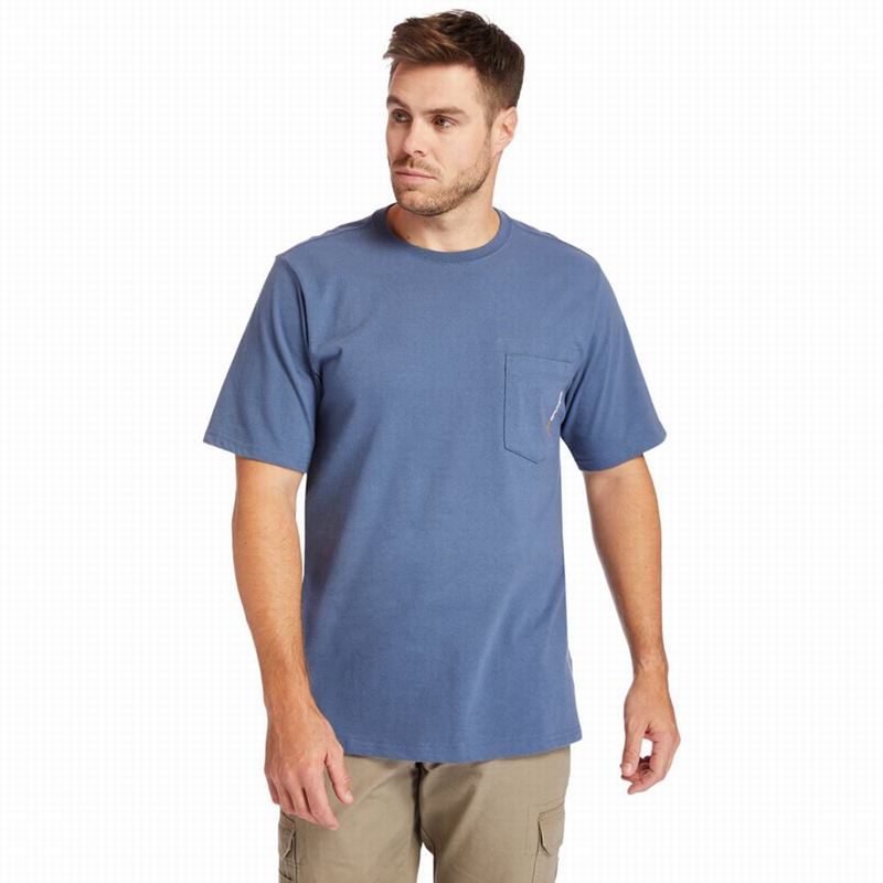Indigo Timberland PRO Base Plate Blended Short-Sleeve T-Shirts | 21767539