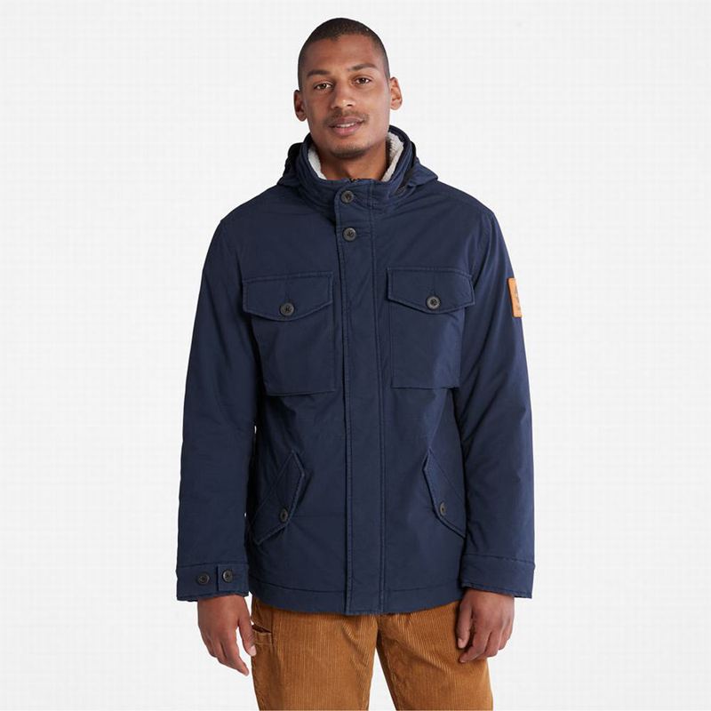 Navy Timberland Coastal Cool Hooded Bomber Jackets | 1354430
