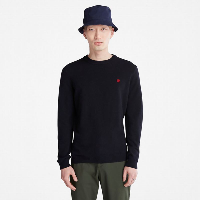 Navy Timberland Cohas Brook Crewneck Sweaters | 45276167