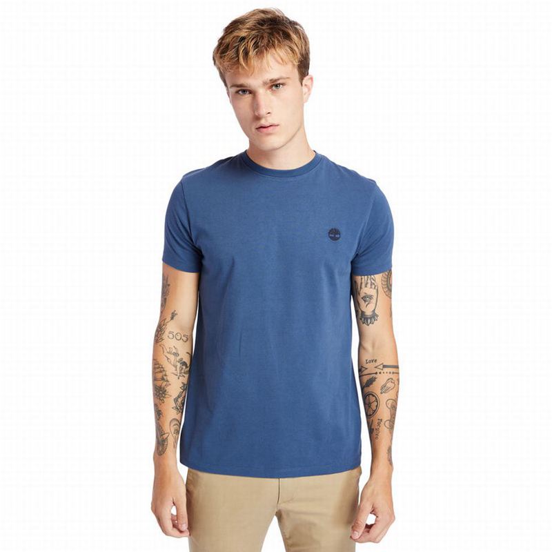 Navy Timberland Cotton Logo T-Shirts | 71137430