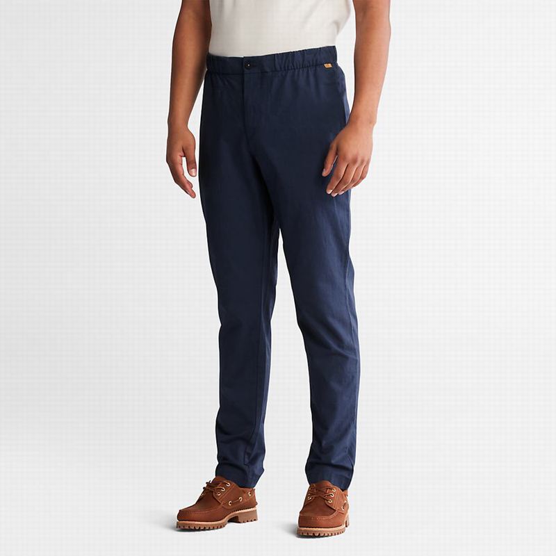 Navy Timberland Cotton and Linen-Blend Joggers | 31196340