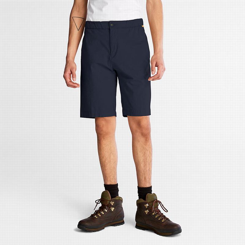 Navy Timberland Cotton and Linen-Blend Shorts | 24495358