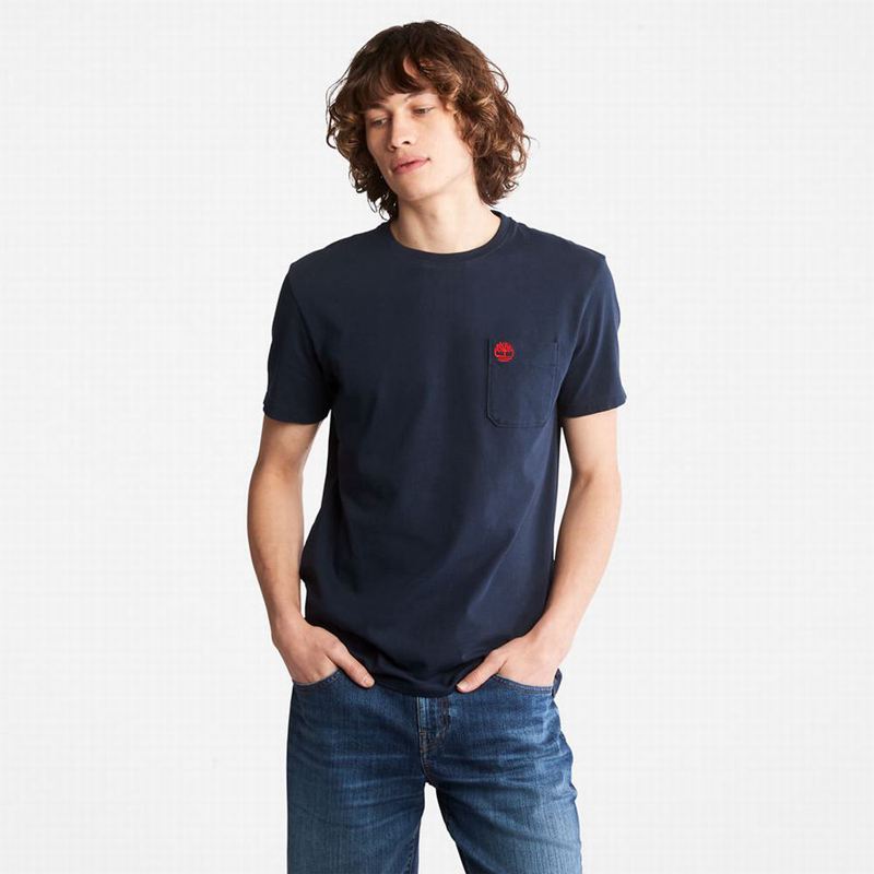 Navy Timberland Cut-and-sew T-Shirts | 31000191