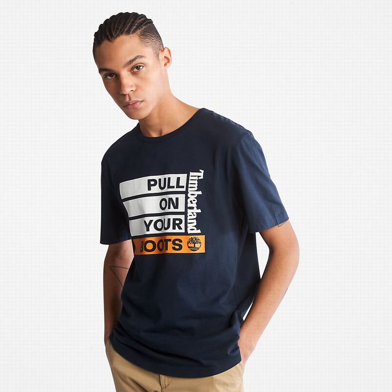 Navy Timberland Dunstan River T-Shirts | 64934855