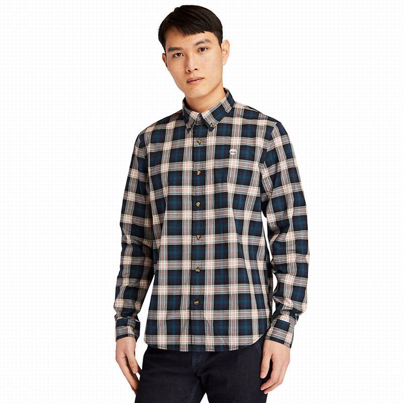 Navy Timberland Eastham River Tartan Shirts | 52714945