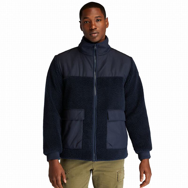 Navy Timberland Ecoriginal Faux-shearling Fleece Jackets | 53574163