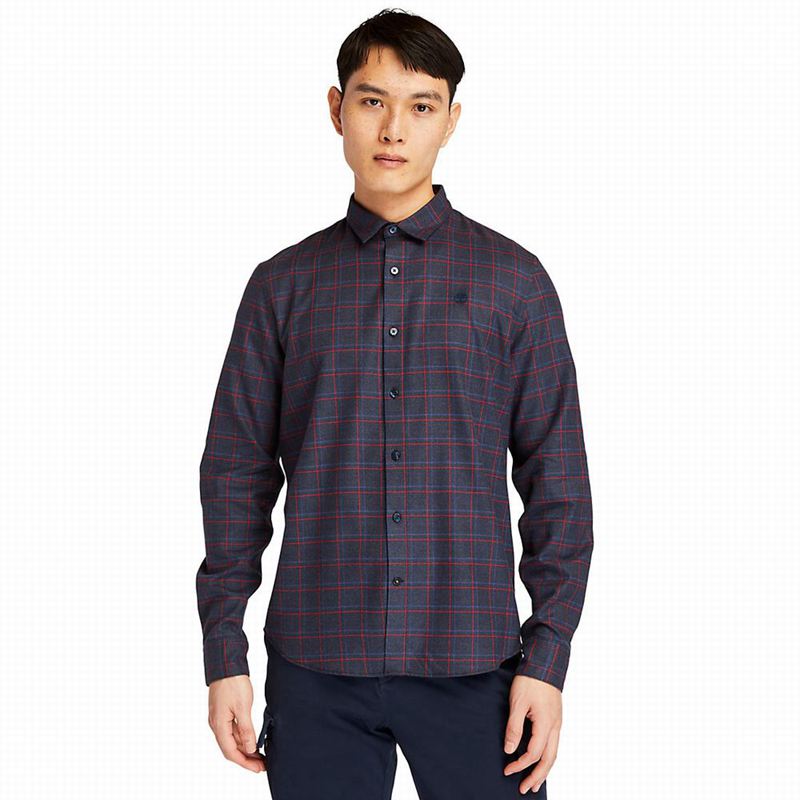 Navy Timberland Flannel Checked Shirts | 61868773