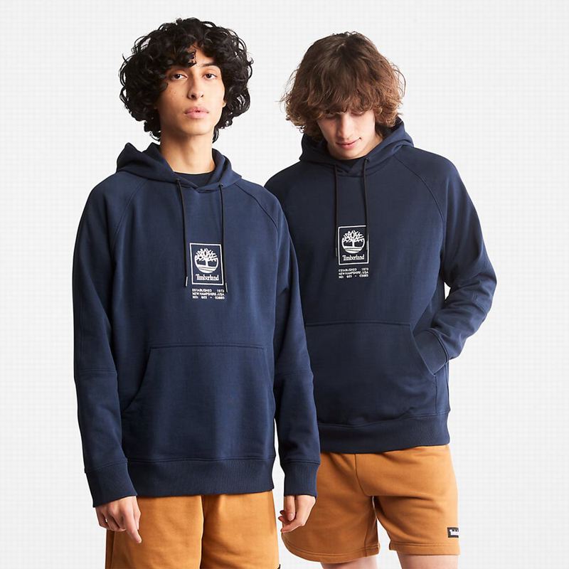 Navy Timberland Heavyweight Logo Hoodie | 72051415