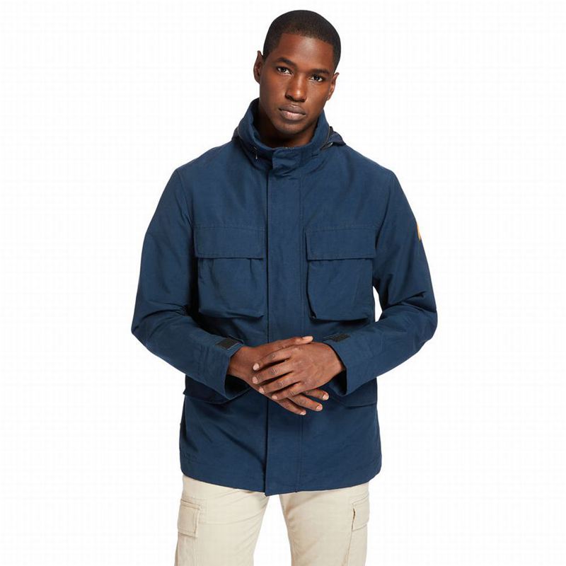 Navy Timberland Mt. Eastman Quilted Hooded Waterproof Jackets | 17118978