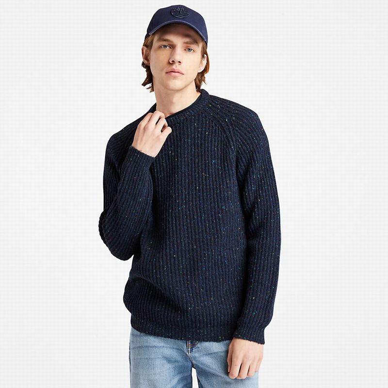 Navy Timberland Naps Yarn Sweaters | 23594820