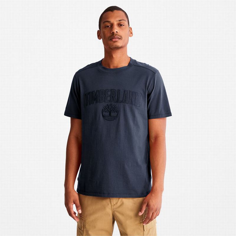 Navy Timberland Outdoor Heritage Camo Logo T-Shirts | 10419535