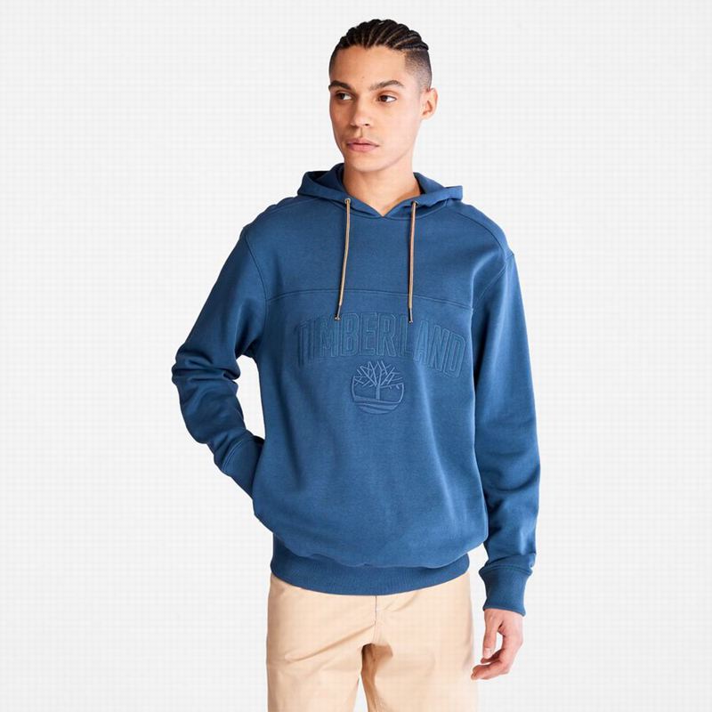 Navy Timberland Outdoor Heritage EK+ Recycled-Cotton Graphic Hoodie | 99963653
